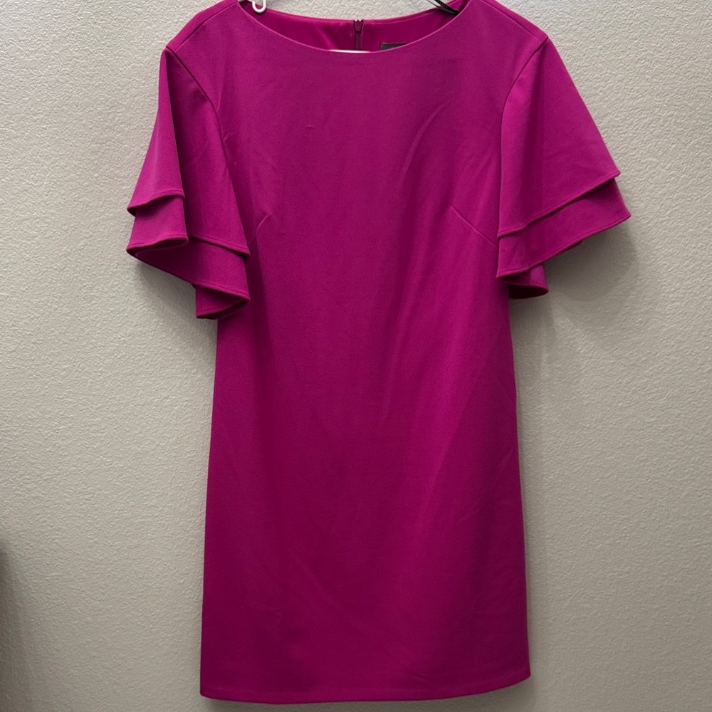 Vince Camuto Fuchsia Layered Sleeve Mini Dress